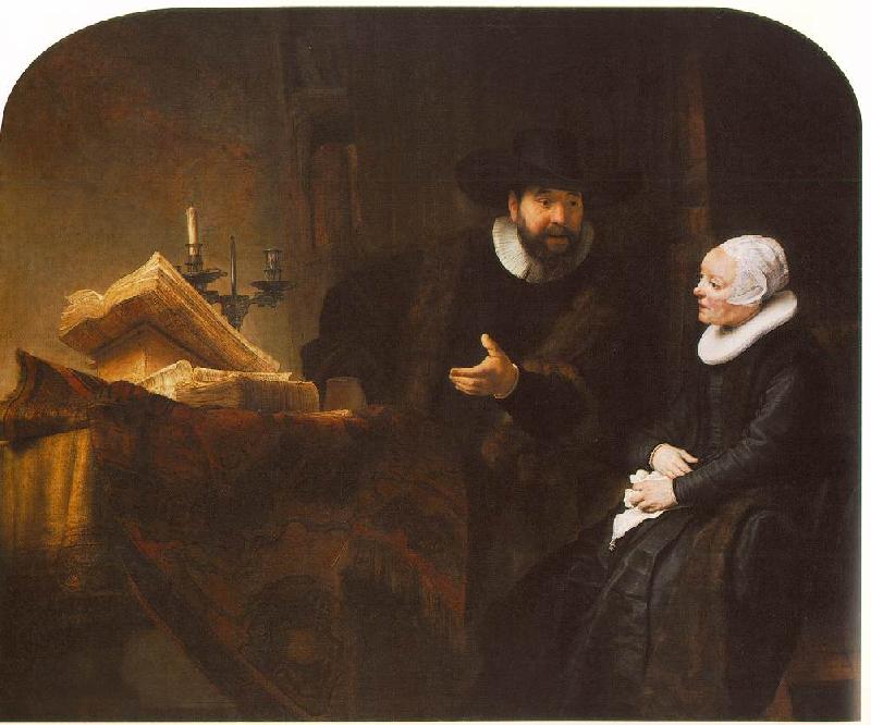 REMBRANDT Harmenszoon van Rijn The Mennonite Minister Cornelis Claesz. Anslo in Conversation with his Wife, Aaltje D France oil painting art